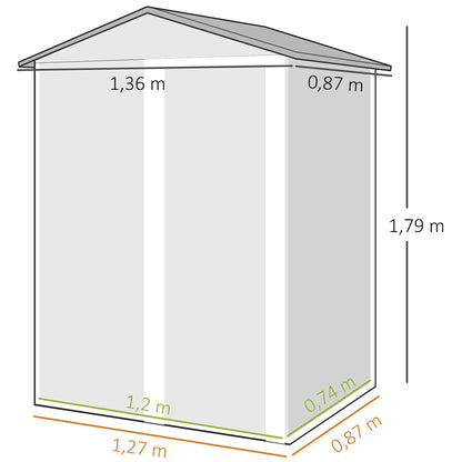 Outsunny Caseta De Jardín Exterior 1,1 M² 136x87x176 Cm Puerta Corredera Gris_2