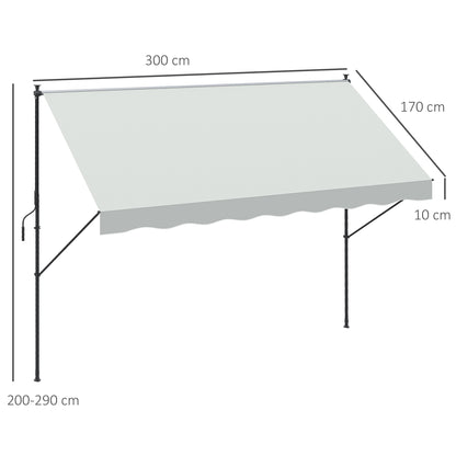 Toldo Manual Retráctil Con Manivela Outsunny 300x170x290 Cm Crema_2