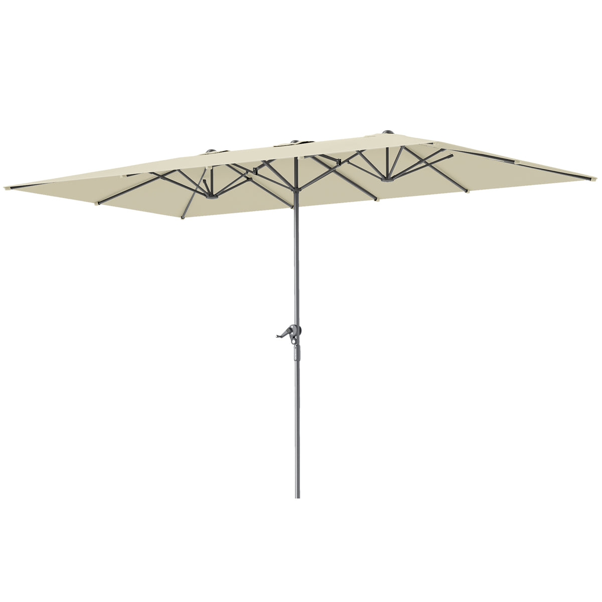 Sombrilla Doble Outsunny Aluminio, Poliéster Crema 451x264x264 Cm_0