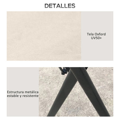 Carpa Plegable Outsunny Metal, Poliéster Beige 392x392x283 Cm_3