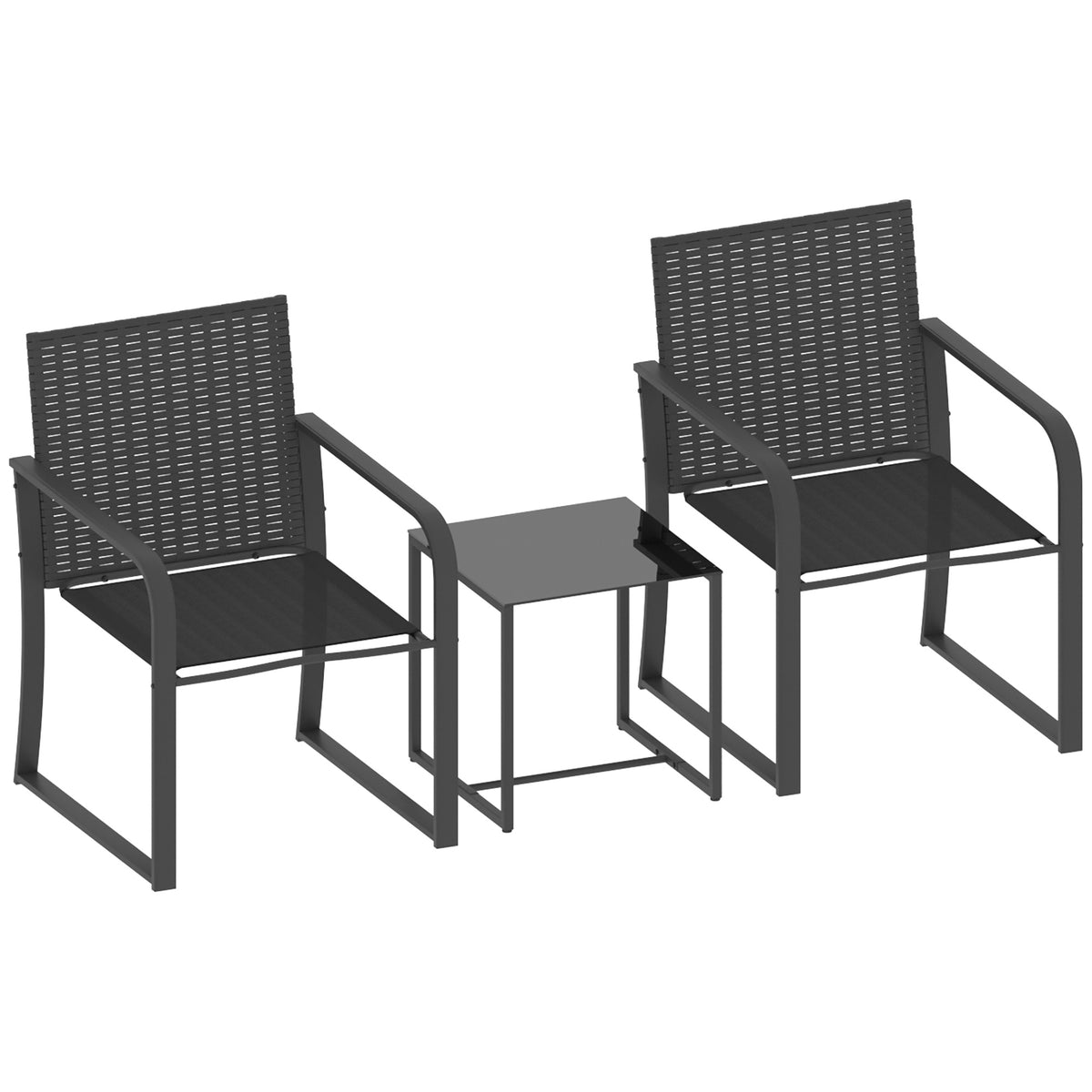 Conjunto De Jardín Outsunny Metal, Ratán Pe Gris 61x58.4x84 Cm_4