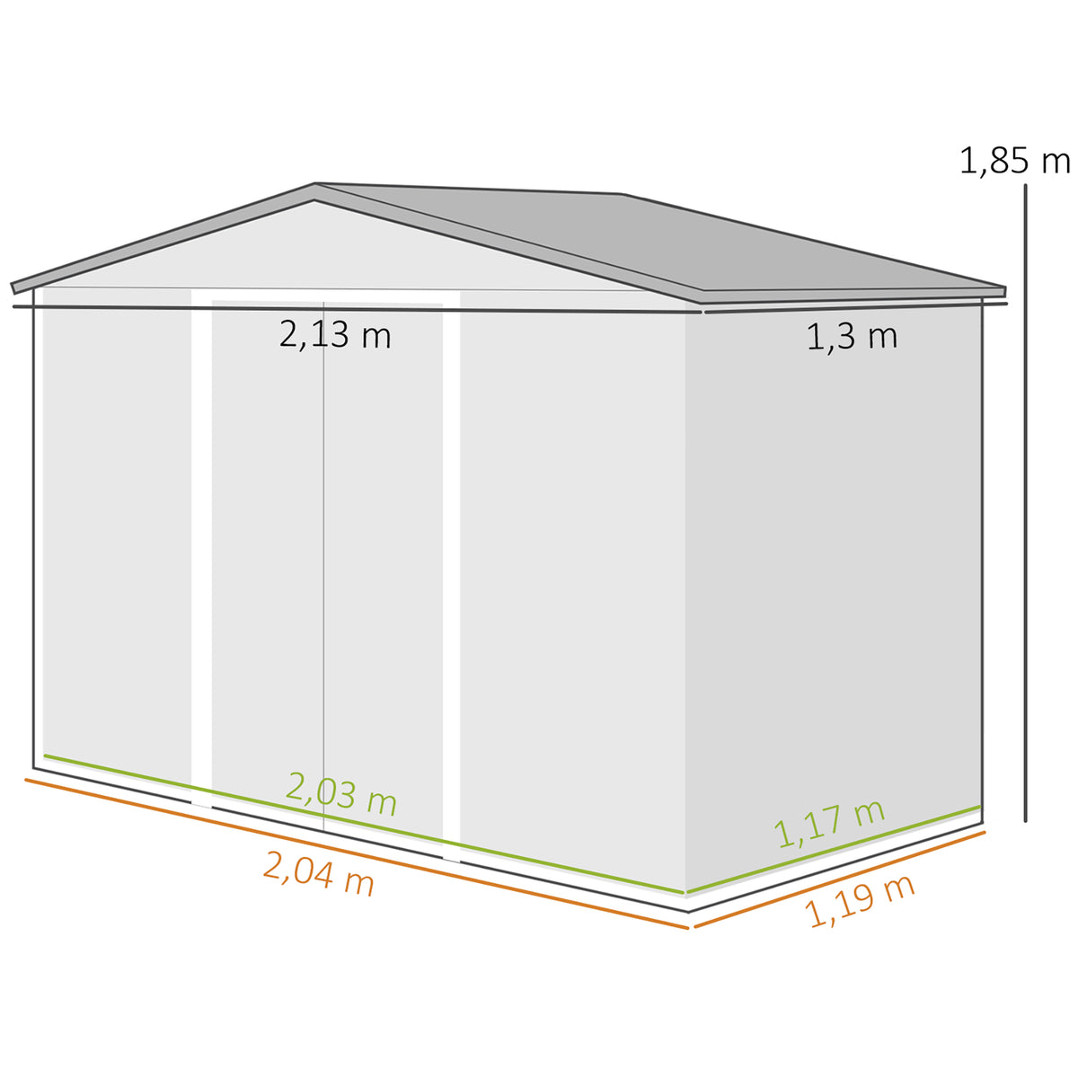 Caseta De Jardín Outsunny Acero Galvanizado Amarillo 213x130x185 Cm_2