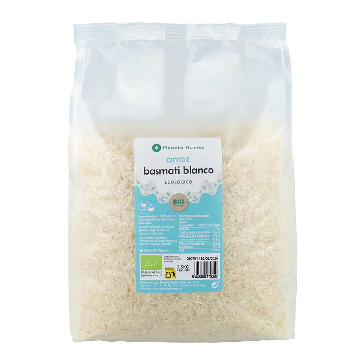 Arroz Basmati Blanco ECO Planeta Huerto 2,5 kg
