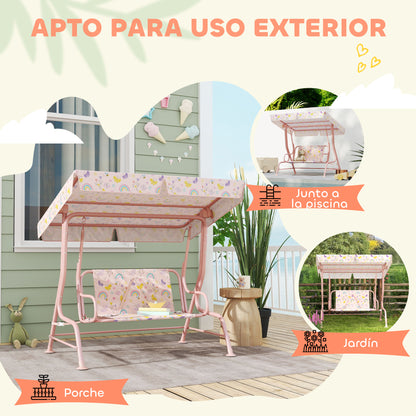 Columpio Jardín Infantil Aiyaplay Acero, Poliéster Rosa 112x75x120 Cm_5