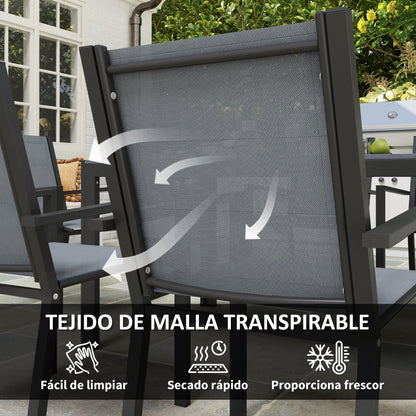 Conjunto De Jardín Outsunny Acero, Textilene Gris Claro 150x90x73 Cm_5