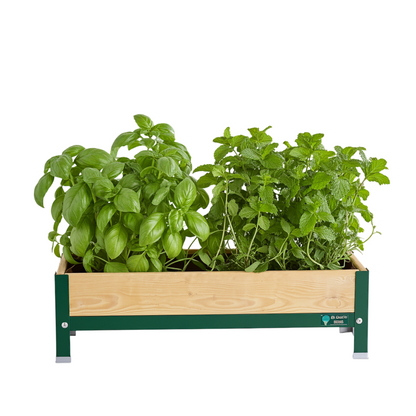 Jardinera Elevada De Madera Verde 90x30x26 Cm De Estructura Metálica Y Bandeja Recoge Aguas Mi Huerto Urban_0