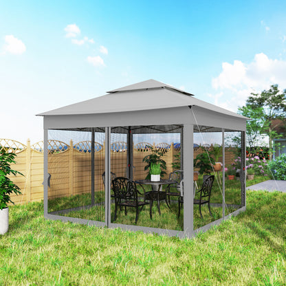 Carpa Plegable Outsunny Metal, Tela Oxford Gris Claro 325x325x270 Cm_4