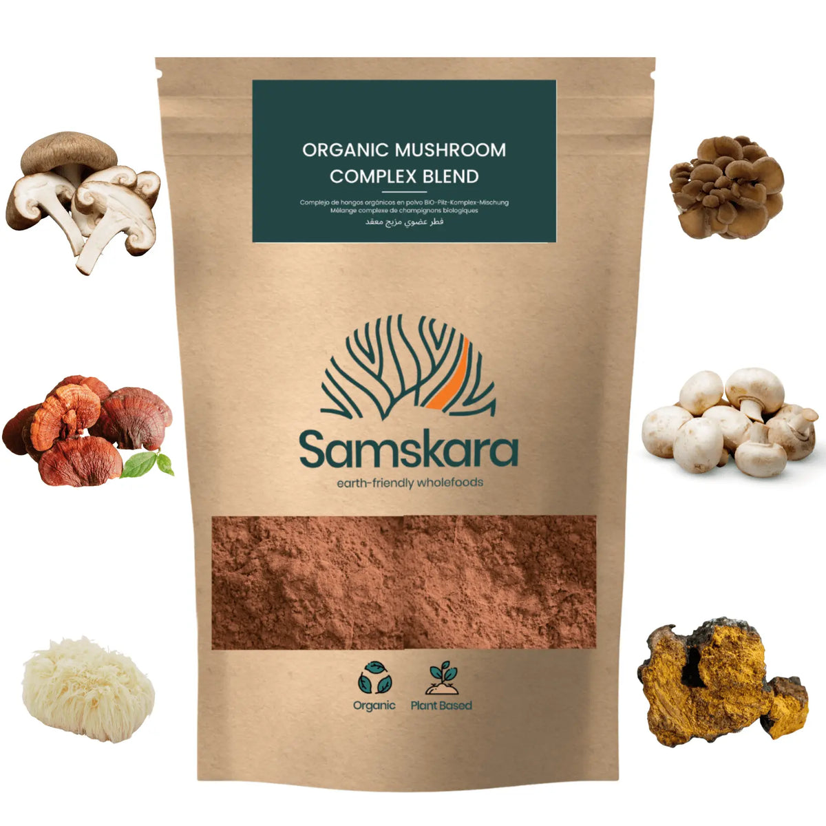 Complejo De Setas Hongos Medicinales En Polvo Bio - 500g (2 X 250g Envases Retail) | Complejo De Hongos Ecológico Vegano_0