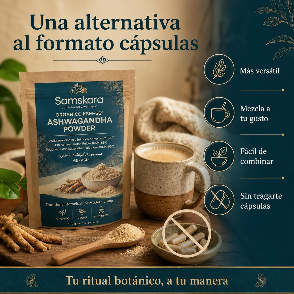 Ashwagandha Ksm-66 En Polvo Bio - Pack 2 X 100g (2 Envases Retail) | Superalimento Ecológico Vegano Para Batidos_1