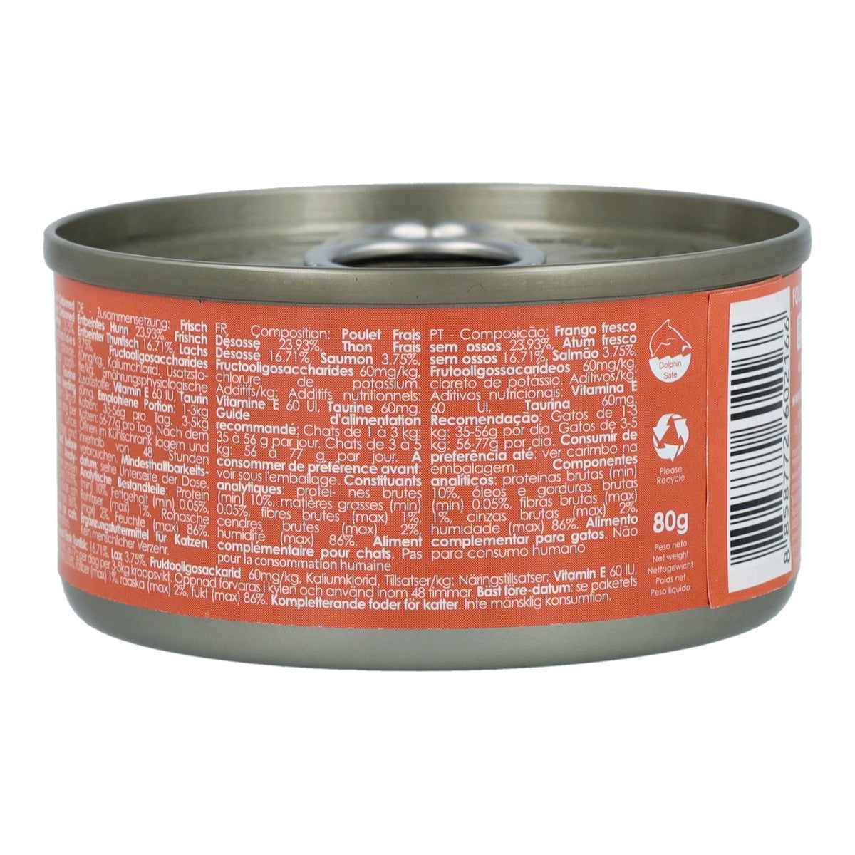 Kit Cat Lata Toppers - Pollo & Salmón 80 g Comida húmeda para gatos en gelatina