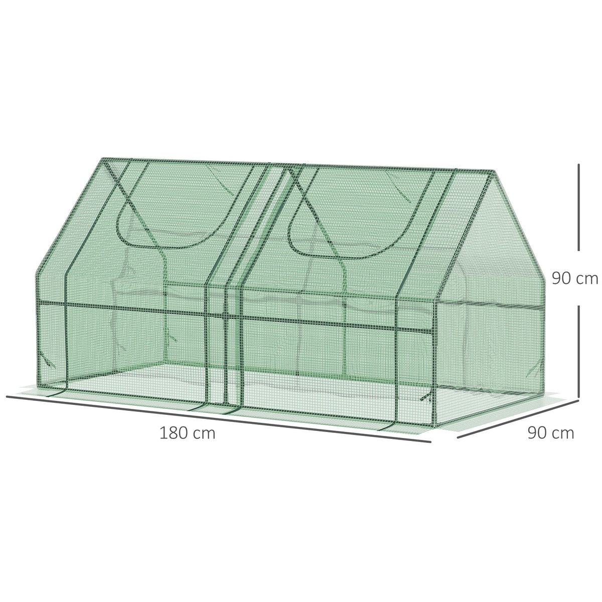 Invernadero De Terraza Outsunny Acero, Pvc Verde 180x90x90 Cm_2