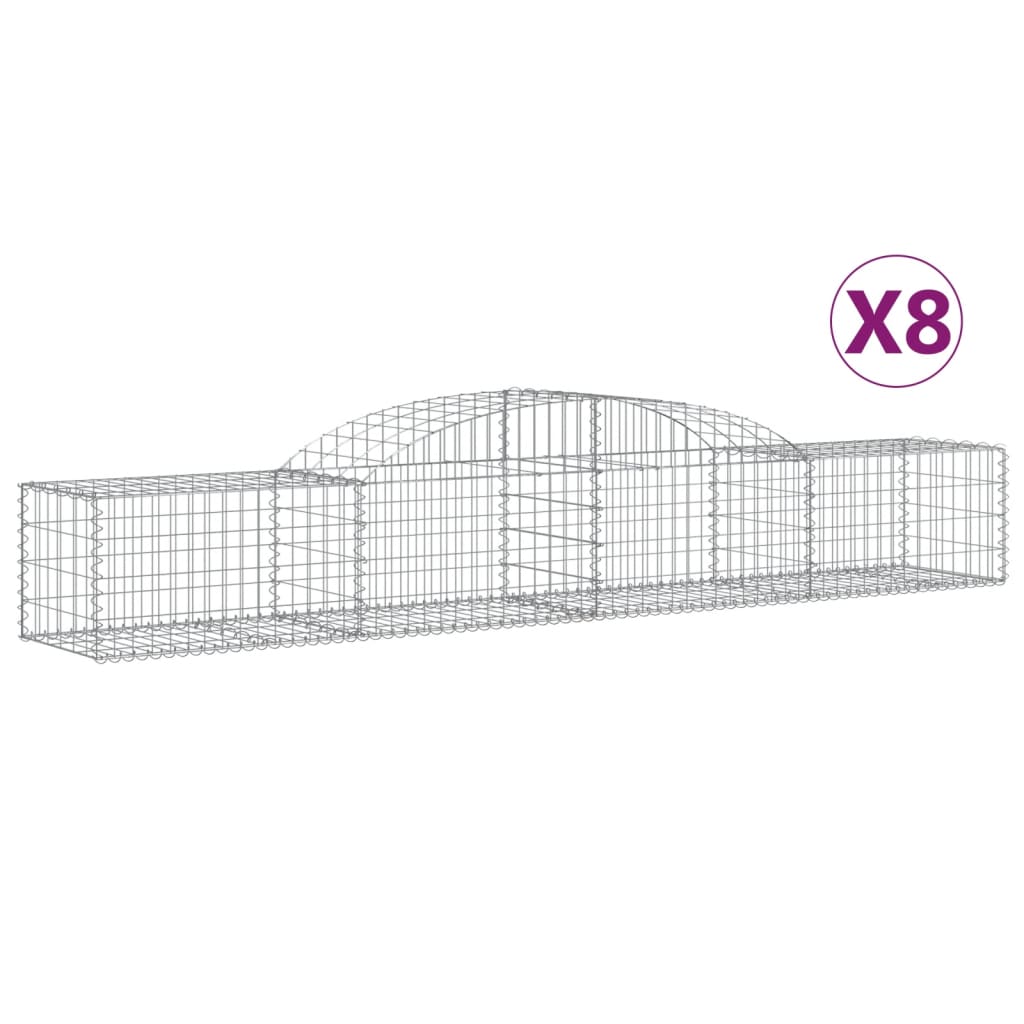 Cestas De Gaviones 8 Uds Forma De Arco Hierro 300x50x40/60 Cm_0