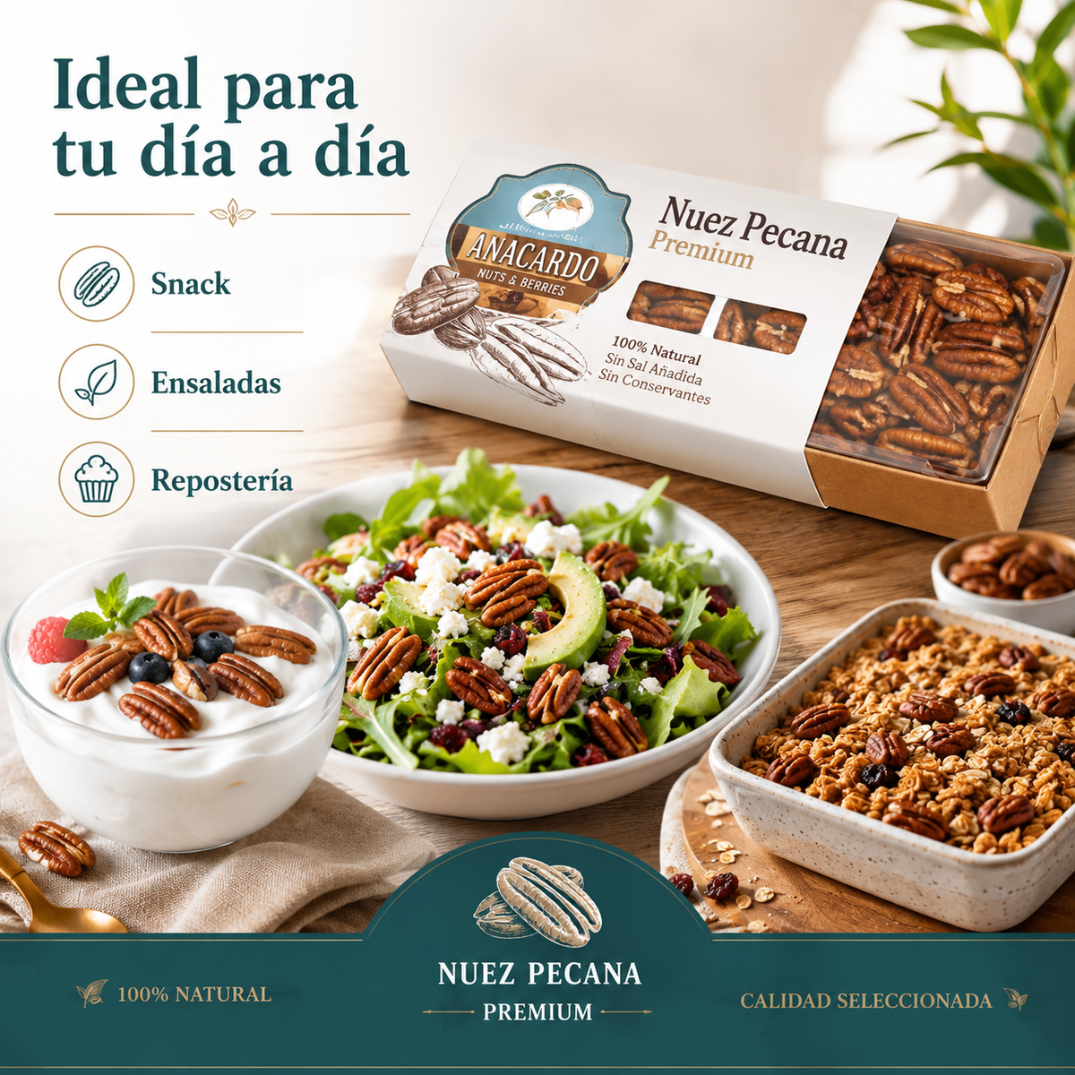 Mitades De Nuez Pecana Mantecosa - Envasadas Al Vacío - Pack 2 X 600g (2 Envases Retail) | Fruto Seco Ecológico Premium_3