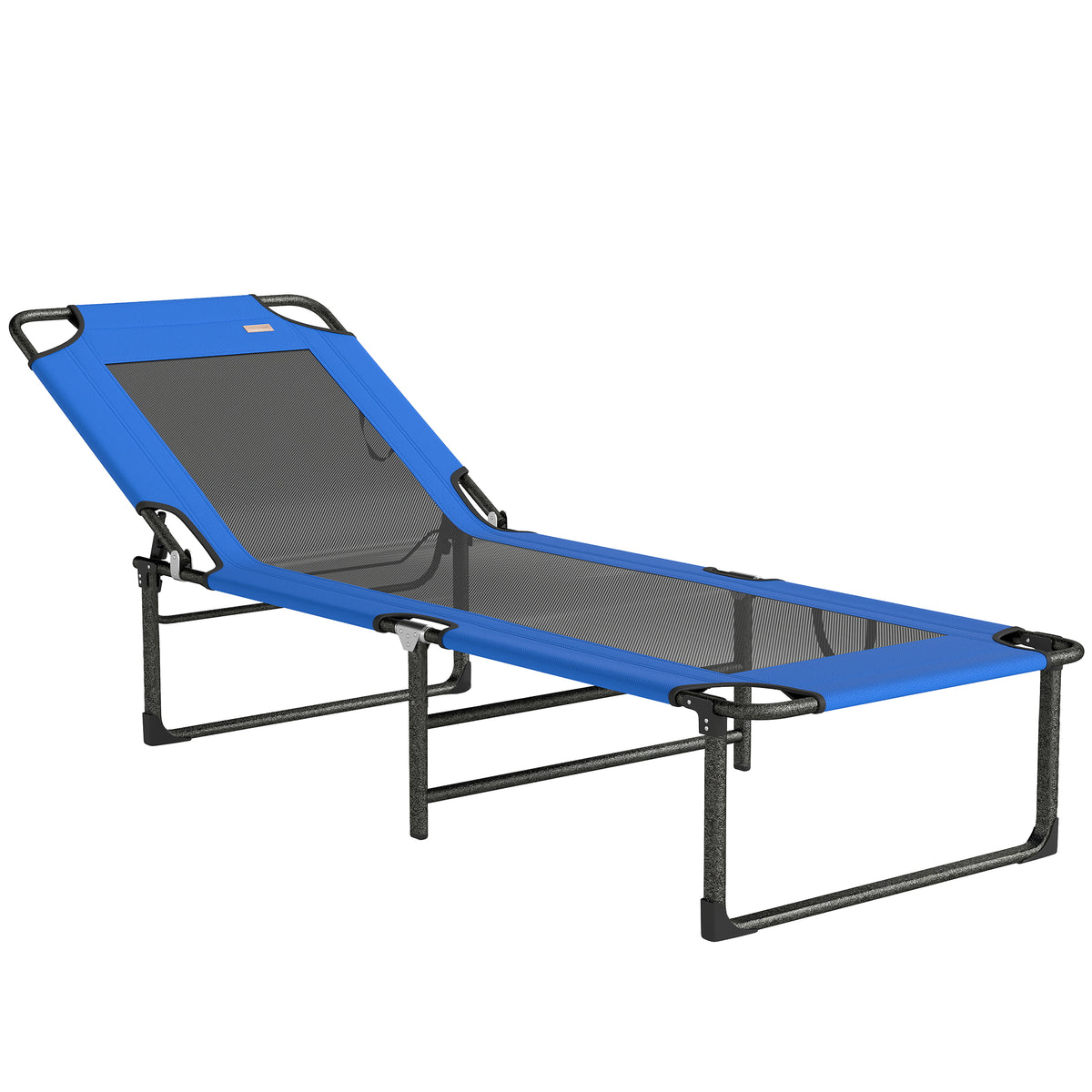 Tumbona Outsunny Acero, Textilene Azul 175x58x68 Cm_0