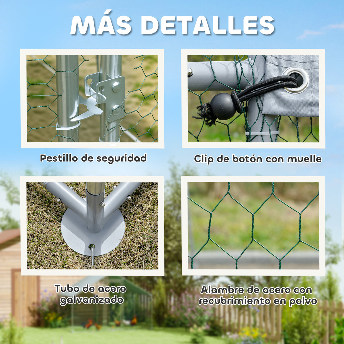 Gallinero Para Exterior Pawhut Acero Plata 300x340x190 Cm_5