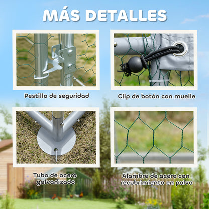 Gallinero Para Exterior Pawhut Acero Plata 300x340x190 Cm_5