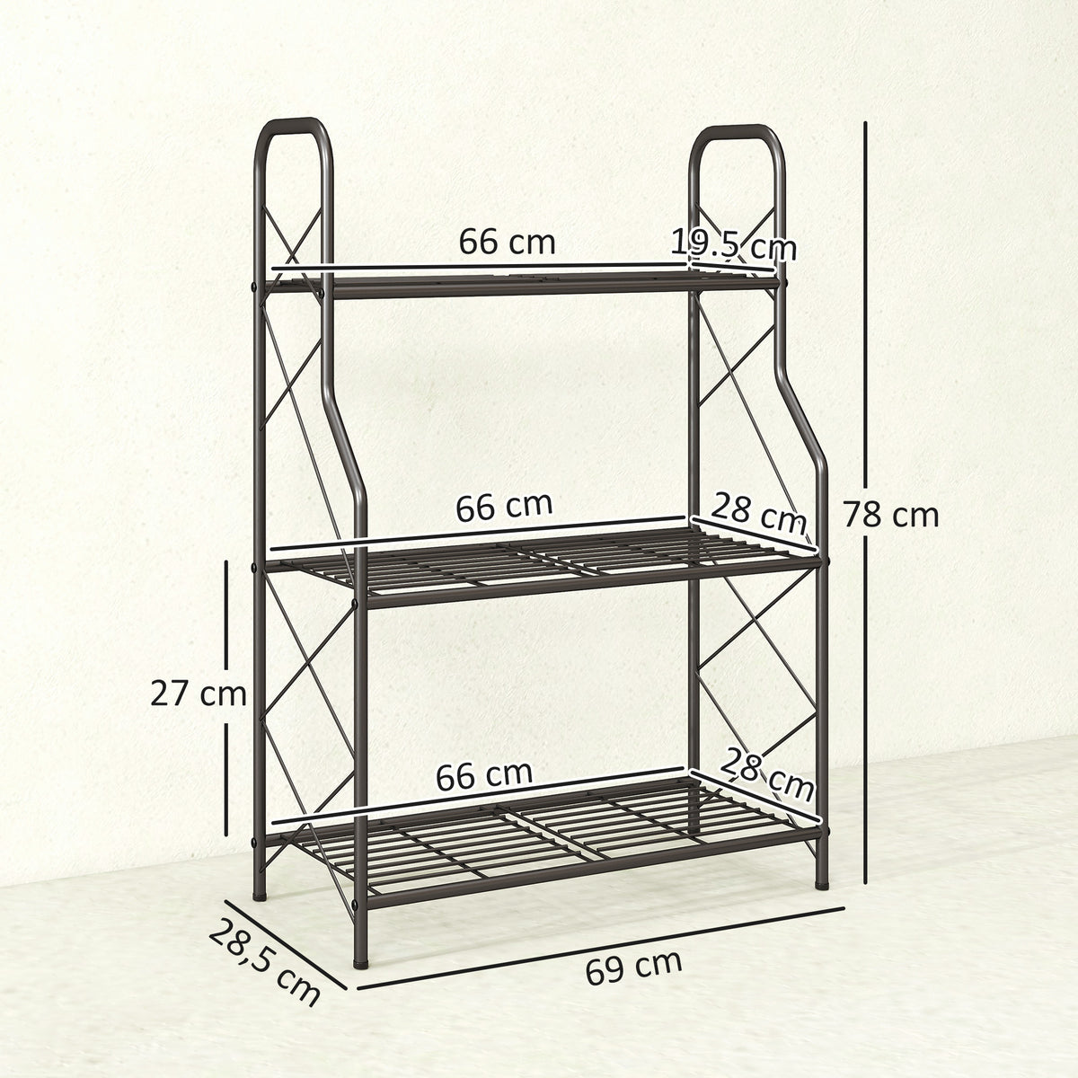 Soporte Para Plantas Outsunny Metal Negro 69x28.5x78 Cm_2
