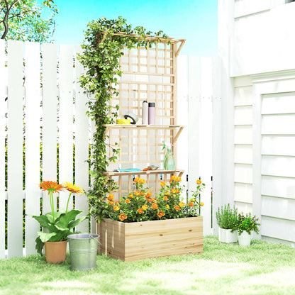 Jardinera Con Enrejado Outsunny Madera De Abeto Madera Natural 76x43.5x177 Cm_4