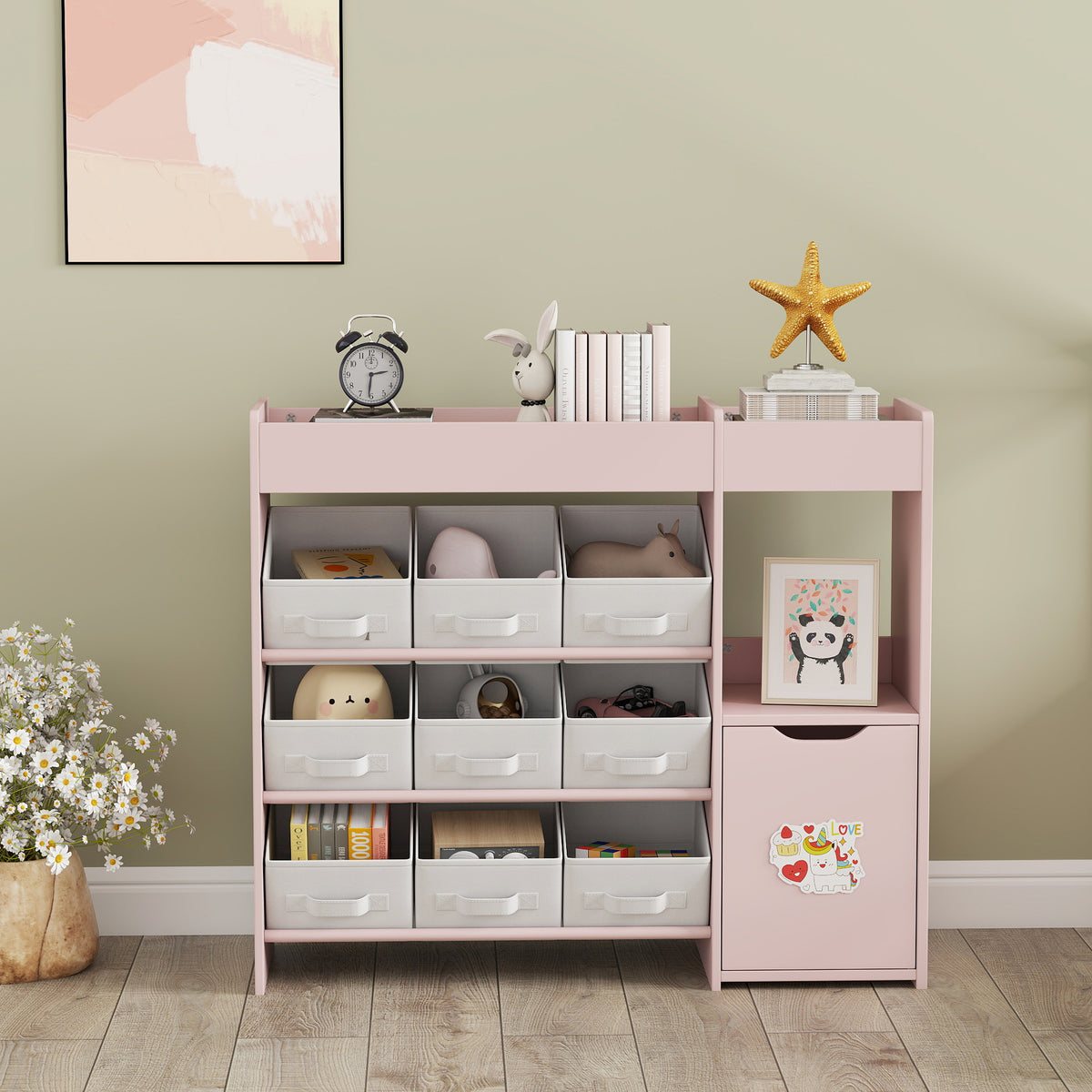 Estantería Para Juguetes Aiyaplay Mdf, Acero Rosa 92x30x80 Cm_4