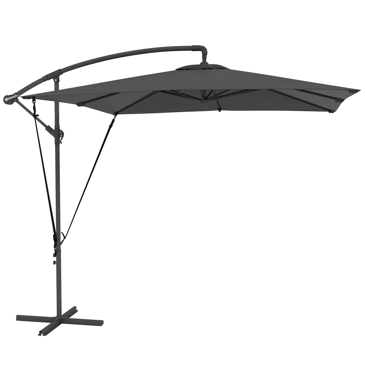 Parasol Excéntrico Outsunny Metal, Poliéster Gris Oscuro 247x247x264 Cm_0
