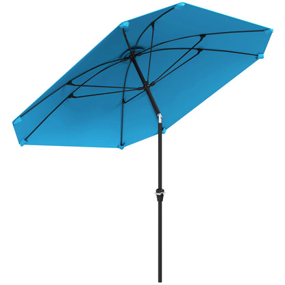 Sombrilla De Jardín Outsunny Poliéster, Aluminio Azul 233x233x240 Cm_0