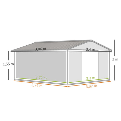 Cobertizo De Jardín Outsunny Acero Galvanizado Blanco 340x386x200 Cm_2