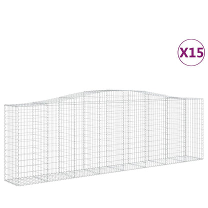 Cestas De Gaviones 15 Uds Forma De Arco Hierro 400x50x120/140cm_0