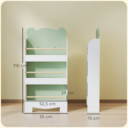 Librería Infantil Aiyaplay Mdf, Madera De Pino Verde 55x15x110 Cm_2