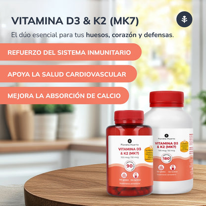 Vitamina D3 &amp; K2 (Mk7) Planeta Huerto 90 Caps