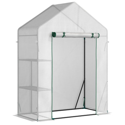 Invernadero De Jardín Con 2 Estantes Outsunny 143x73x195 Cm Blanco_0