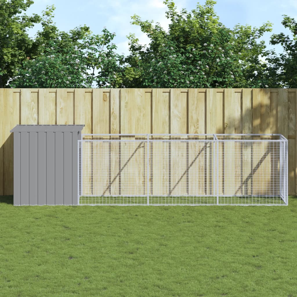 Caseta Perros Corral Acero Galvanizado Gris Claro 110x405x110cm_1