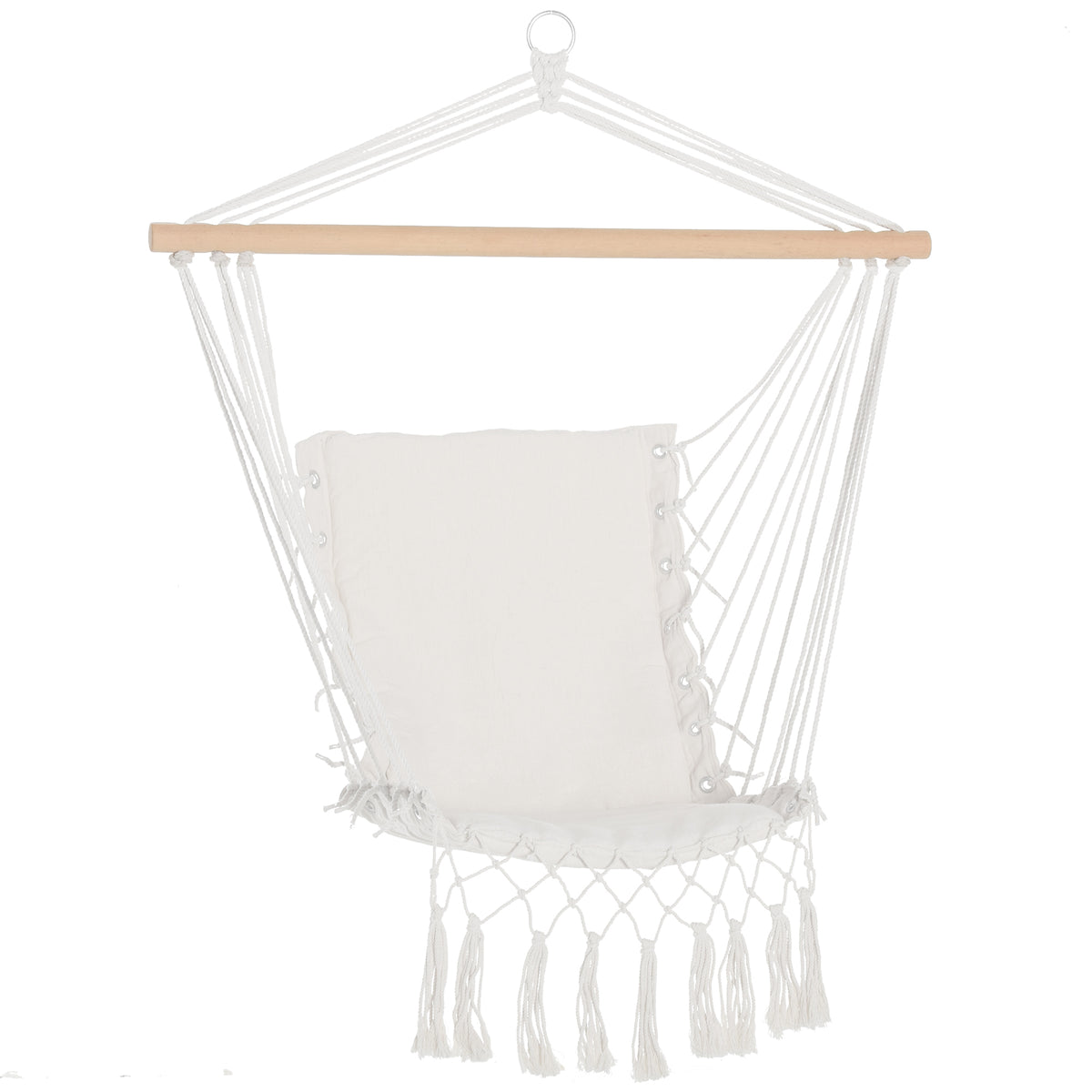 Silla Colgante Outsunny Algodón, Poliéster Blanco 90x50 Cm_0