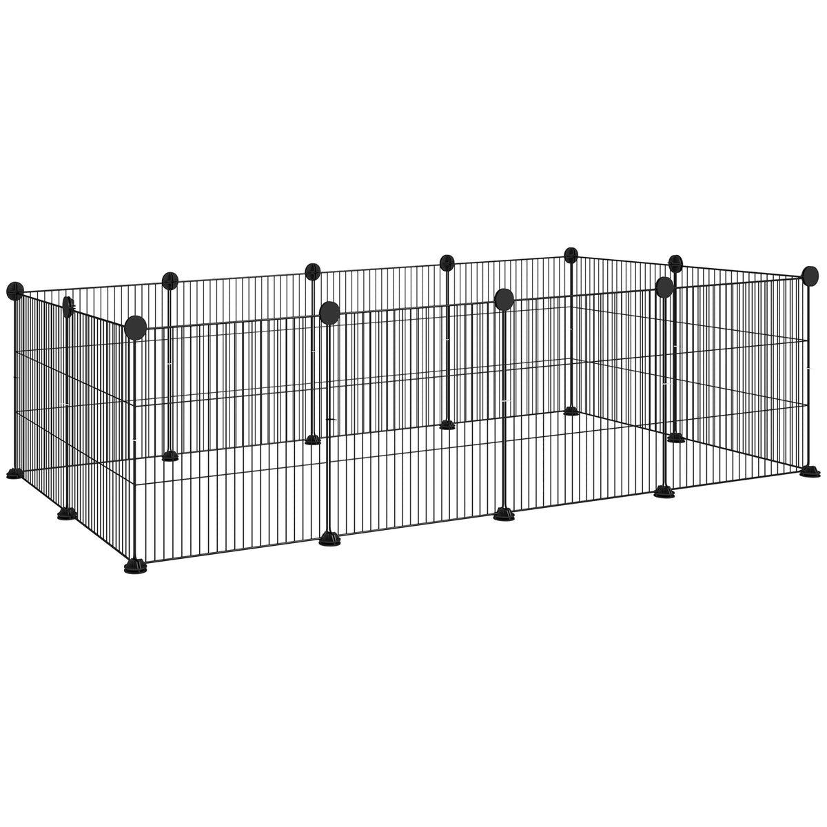 Parque Para Mascotas Pawhut Acero Negro 140x70x35 Cm_0