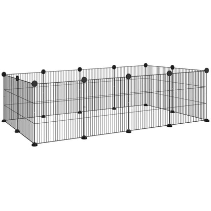 Parque Para Mascotas Pawhut Acero Negro 140x70x35 Cm_0
