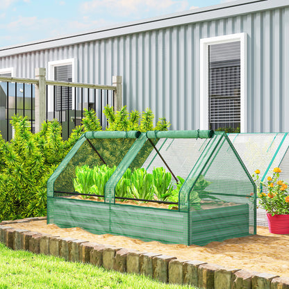 Jardinera Con Invernadero Outsunny Acero Galvanizado, Pe Verde Y Gris 185x95x92 Cm_3