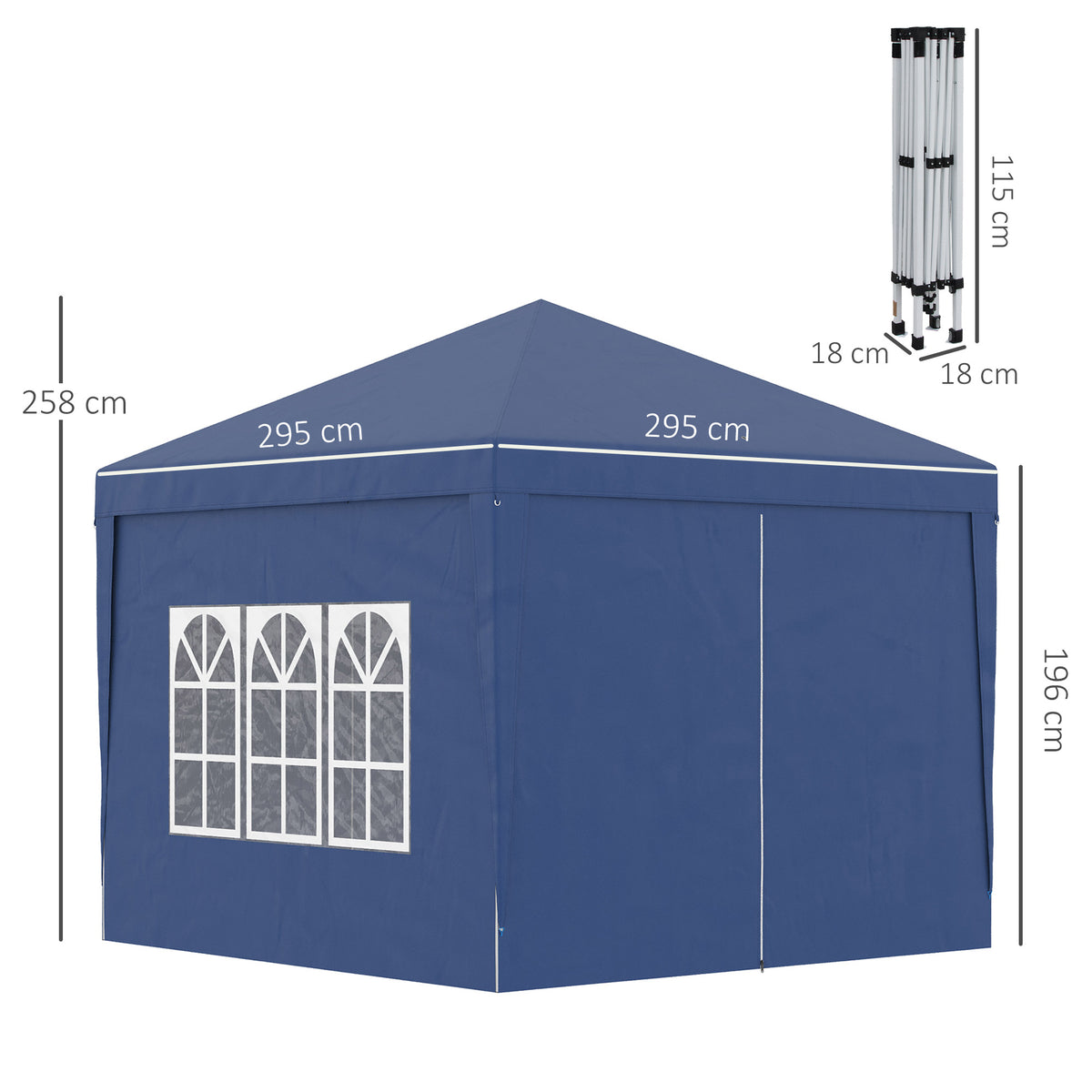 Carpa Plegable Outsunny 295x295x258 Cm Azul_2