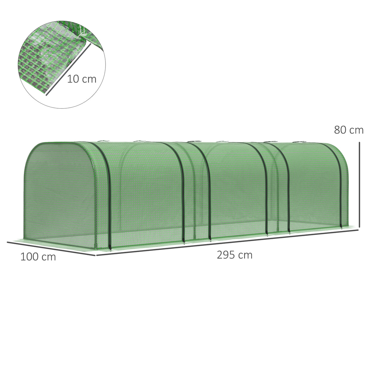Invernadero Outsunny Acero, Pe Verde Oscuro 295x100x80 Cm_2