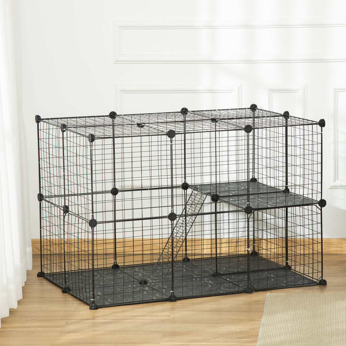 Valla Para Mascotas Pawhut Metal, Pp Negro 70x70x105 Cm_1