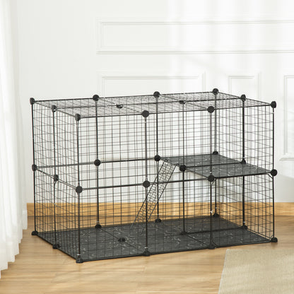 Valla Para Mascotas Pawhut Metal, Pp Negro 70x70x105 Cm_1