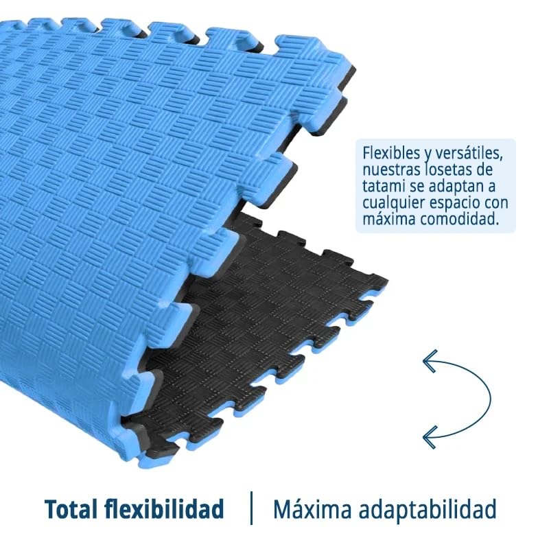 Artatami® Tatami Puzzle 1x1x20 mm Negro - Azul Pack Ahorro【24 Unidades】Gimnasios - Fitness - Pilates - Yoga_4