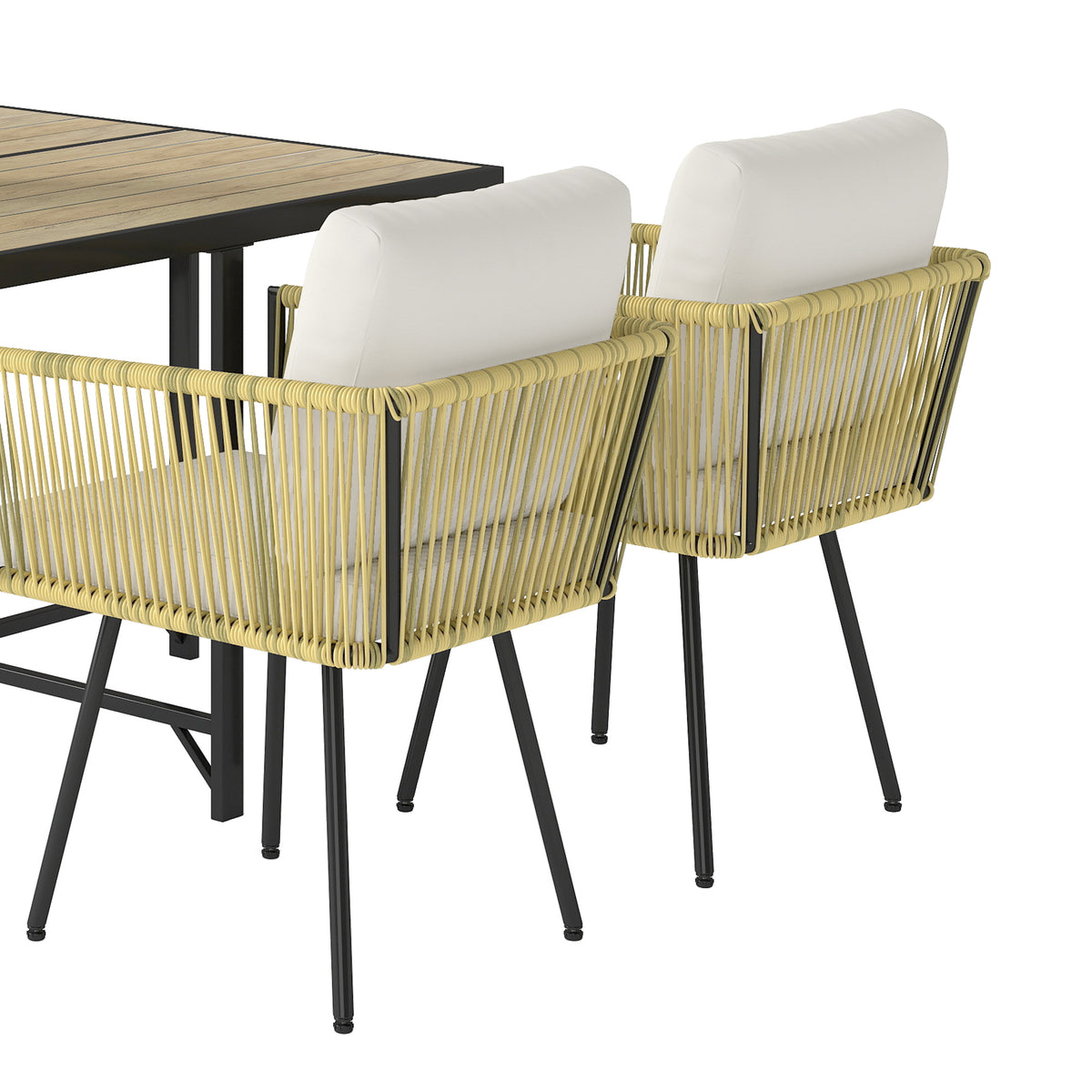 Conjunto De Jardín Outsunny Ratán Pe, Metal Beige 110x110x74 Cm_3