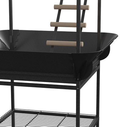 Soporte Para Pájaros Pawhut Acero Gris Oscuro 63x63x163 Cm_5