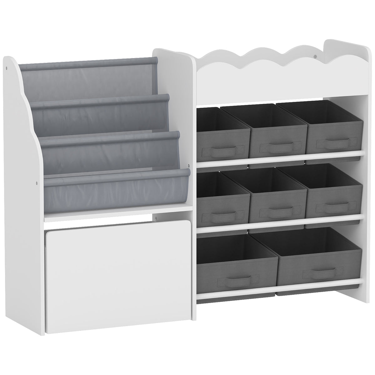 Estantería De Juguetes Infantil Aiyaplay Mdf, Tela No Tejida Blanco 109x30x80 Cm_0