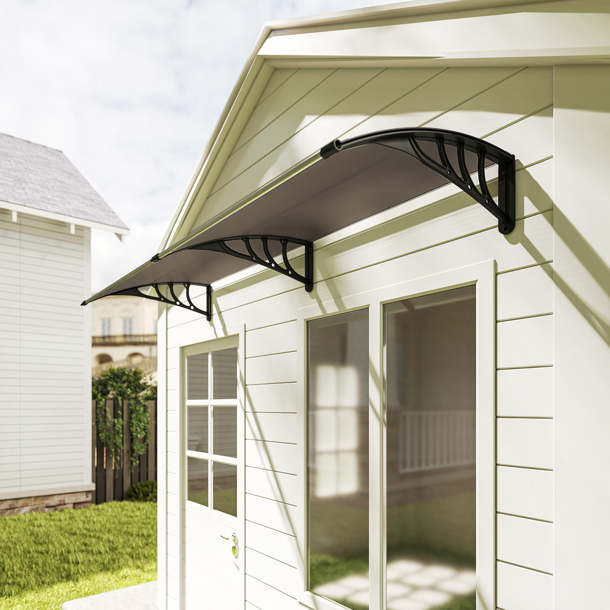 Marquesina Exterior Outsunny Policarbonato, Aluminio Marrón 195x75x23 Cm B70-047bn_4