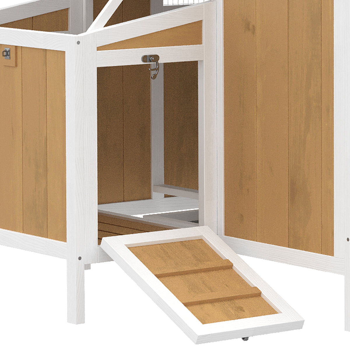 Gallinero Pawhut Madera De Pino, Pet Amarillo 145x90x92 Cm_4