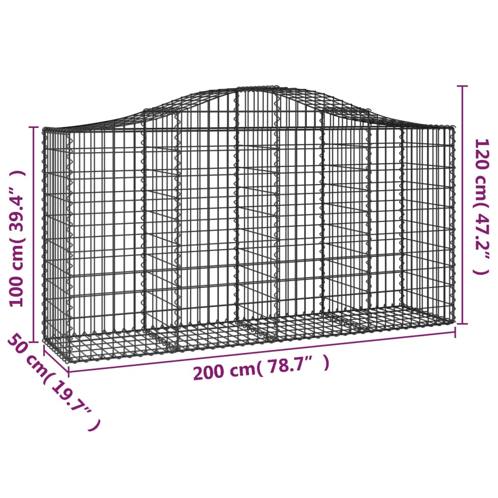 Cestas De Gaviones 2 Uds Forma De Arco Hierro 200x50x100/120 Cm_5