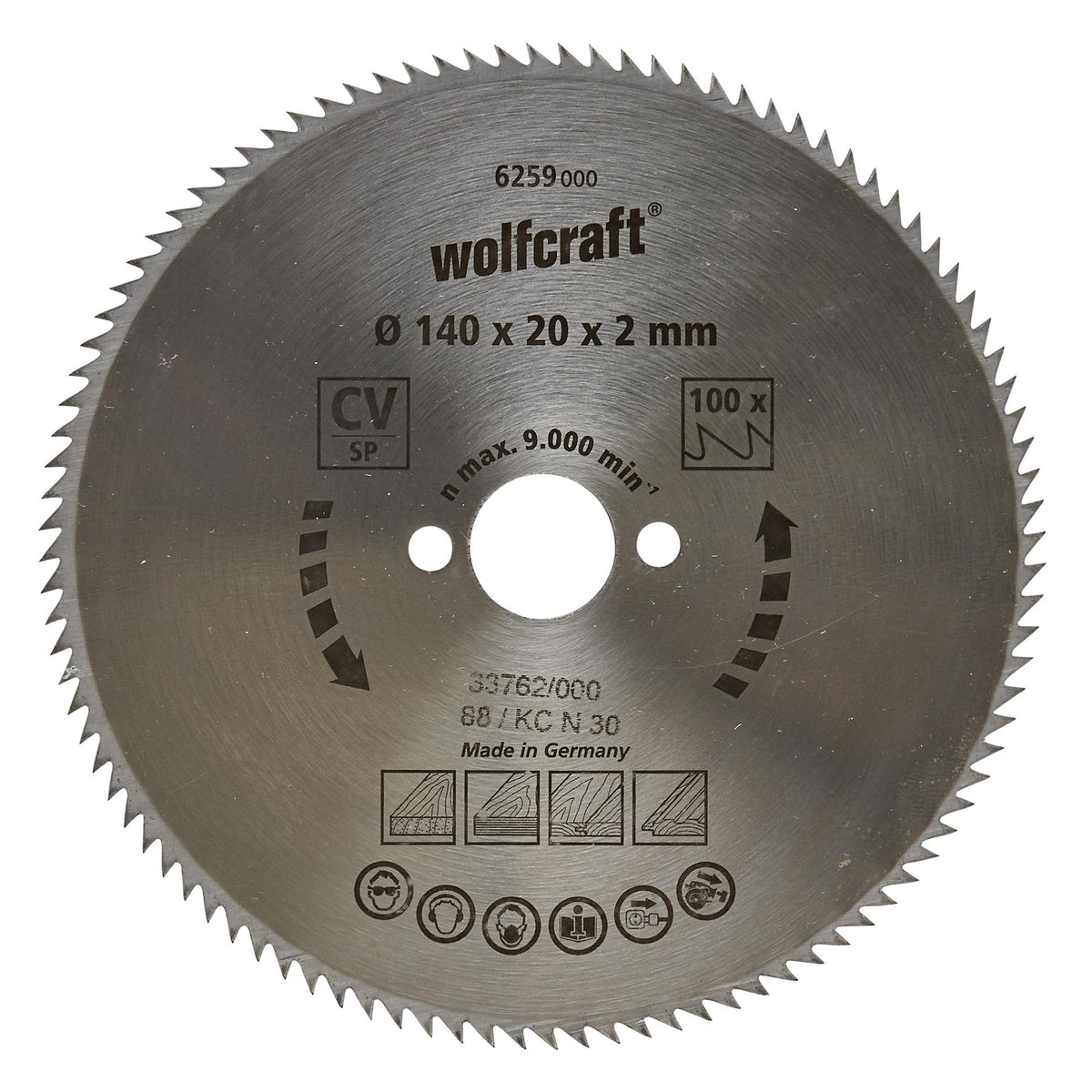 Discos de sierra circular cortes finos Wolfcraft 190 x 16 mm 100 dientes