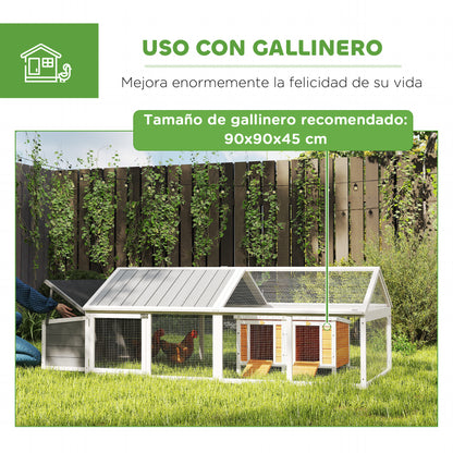 Gallinero Pawhut Madera De Abeto, Metal Blanco Y Gris 240x112.5x76 Cm_5
