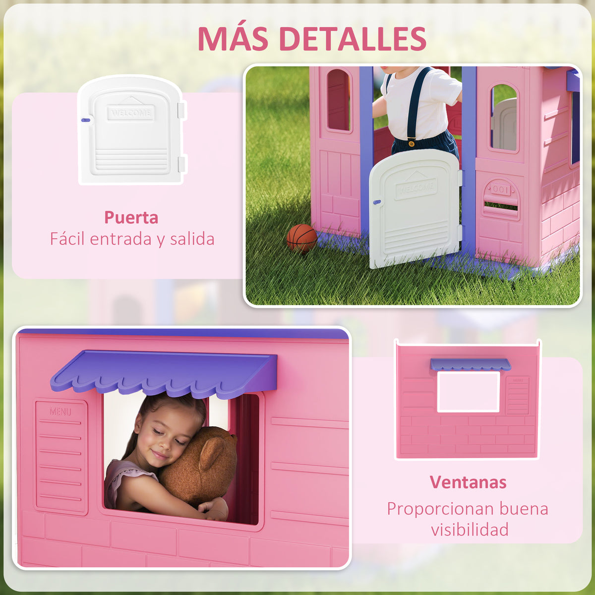Casita Infantil Aiyaplay Pp Rosa Y Morado 132x118x124 Cm 345-032v00pk_5