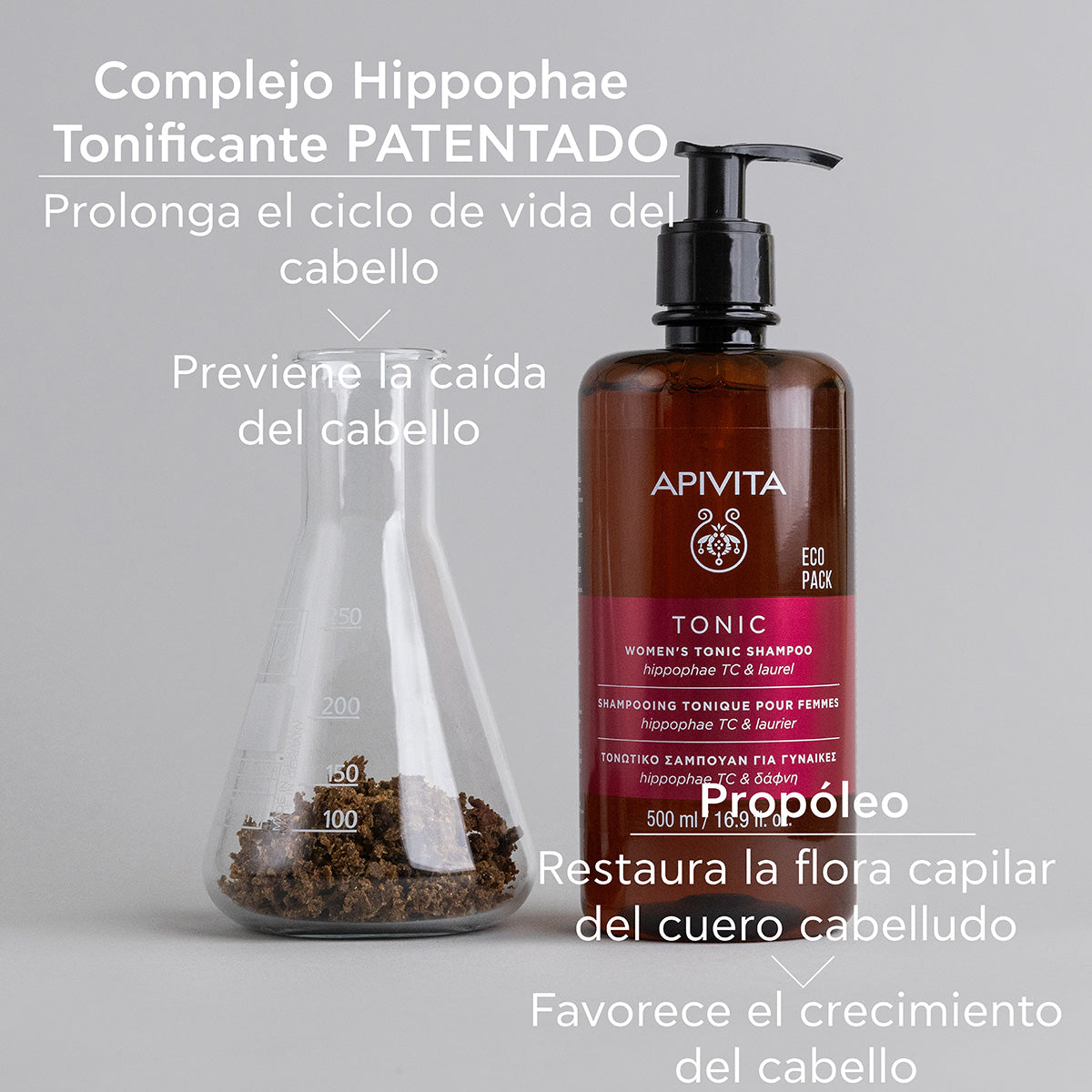 Champú tonificante para mujeres para la caída del cabello - ECOPACK APIVITA, 500 ml